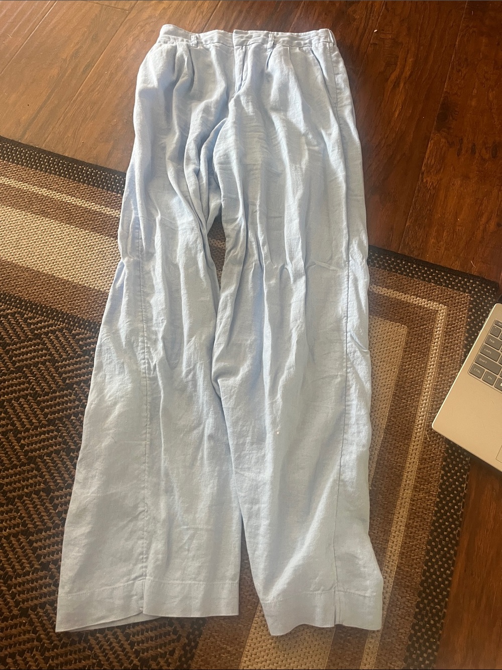 Light Blue Wide Leg Linen Pants